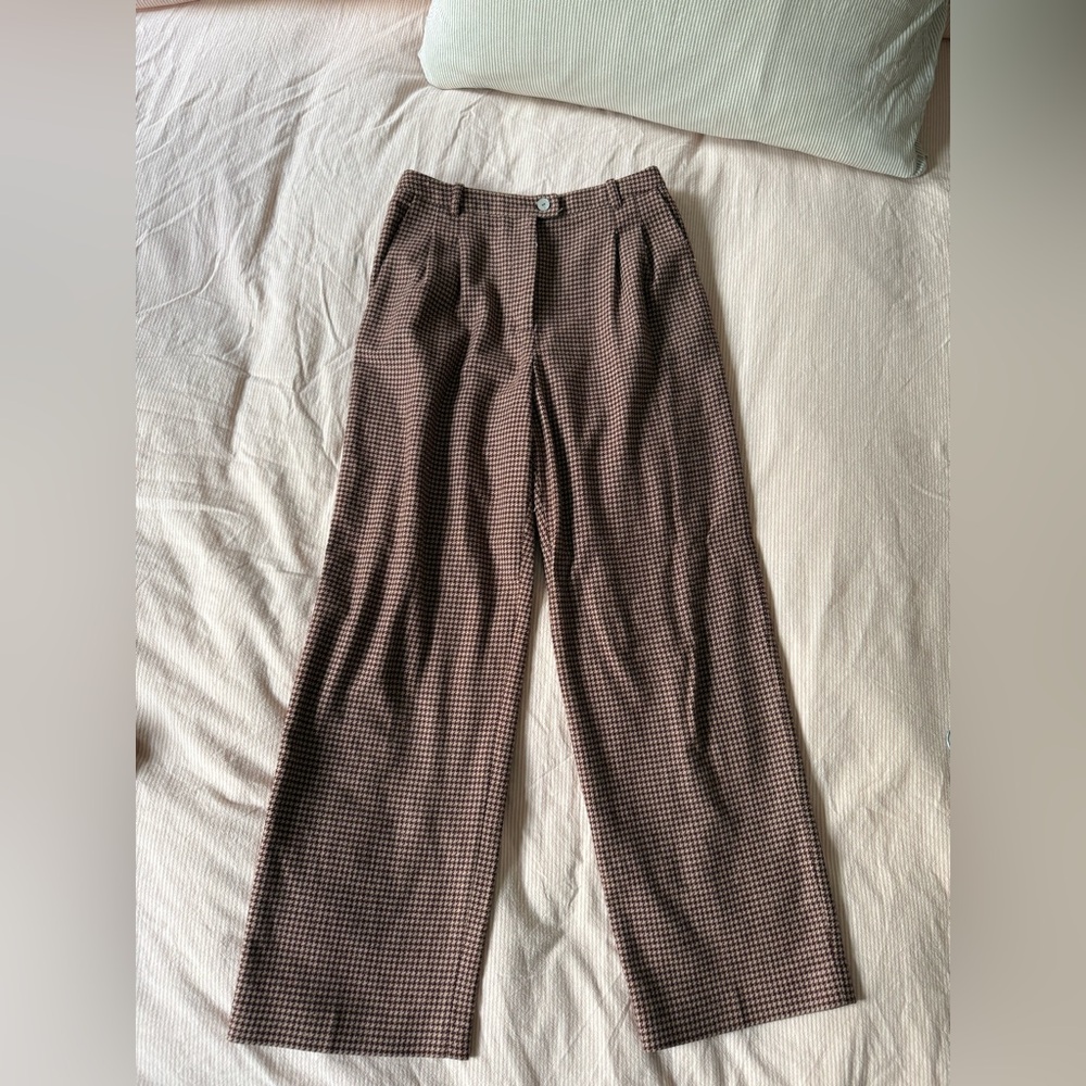 Rouje Tan Checkered Dress Pants 36